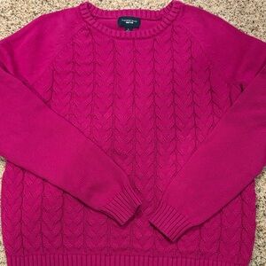 Lands' End Fuchsia Cable Knit Sweater